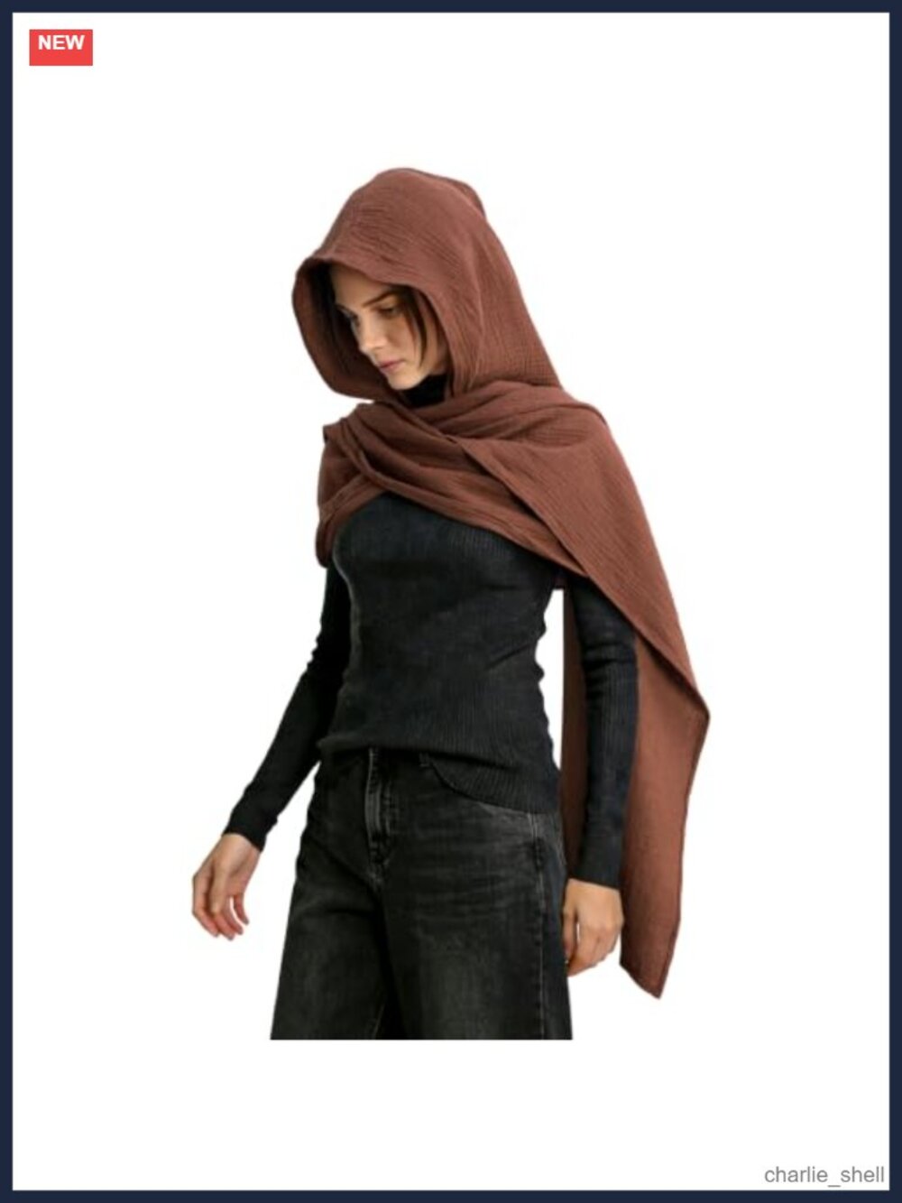 Unisex Linen Cotton Hooded Cowl Shawl Scarf Cape Medieval Goth Costume